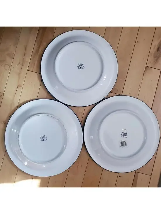 Rooster Dinner Plates Blue White Yellow Flower Spring 10 1/4" Bella Casa By Ganz - Picture 2 of 10